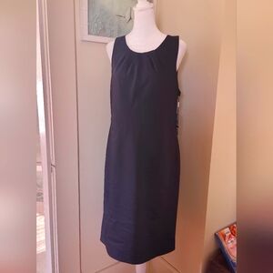 NWT Calvin Klein Black Ribbed Sheath Midi Dress with Sleeveless Design
